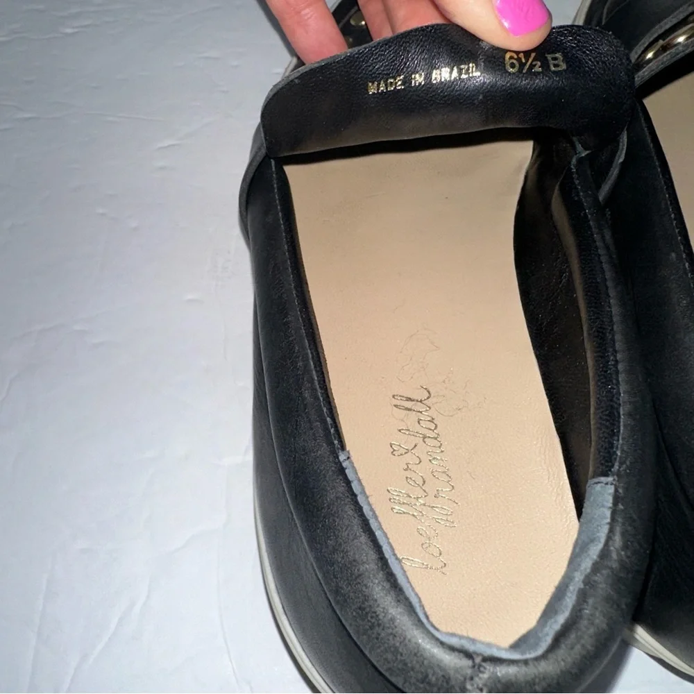 LOEFFLER RANDALL Women’s Black Studded Slip-On Sneakers with Gold Studs-Size 6.5